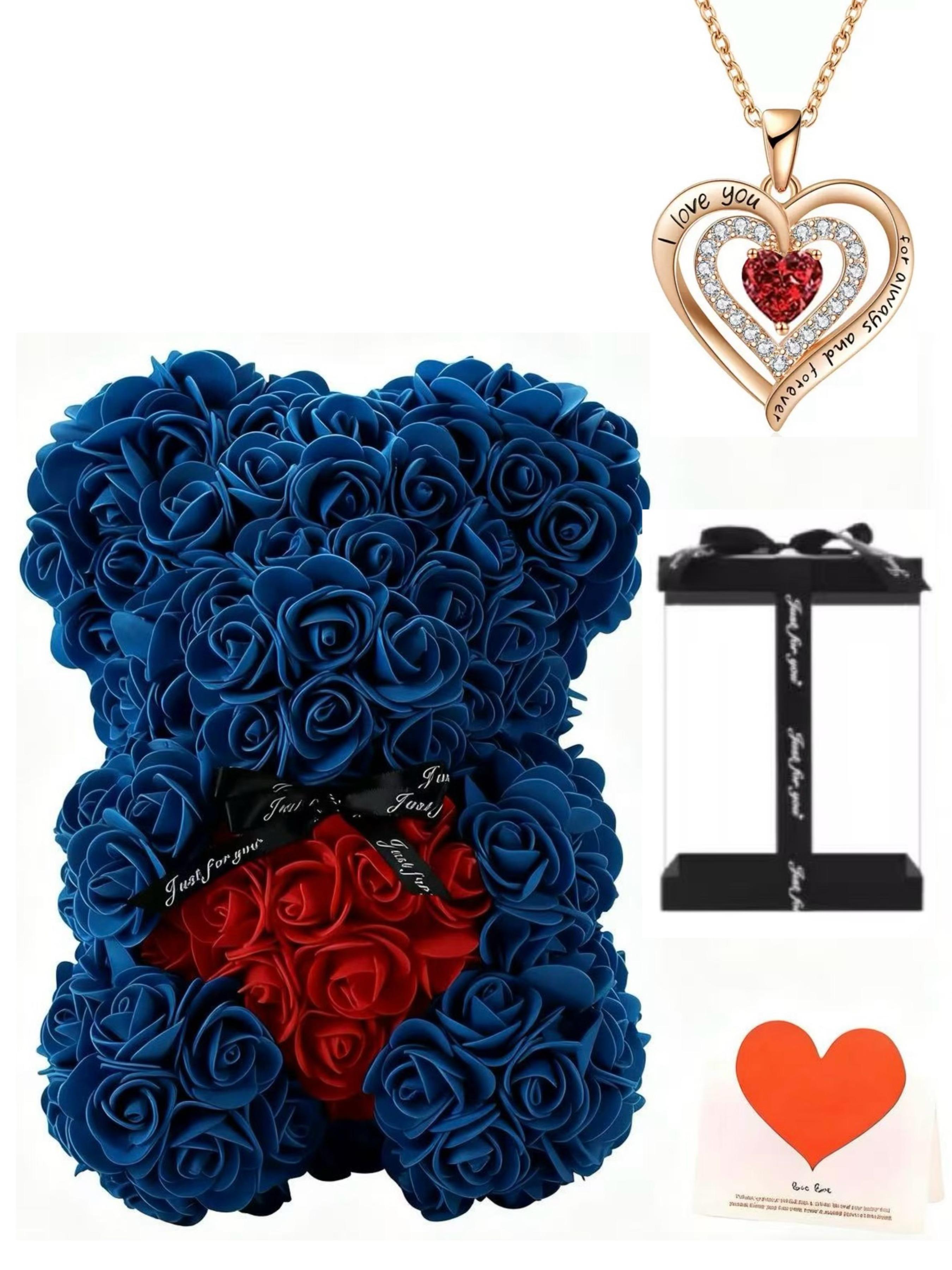 Roses Foam Bear Necklace Gift, Birthday Present, Valentine's Day Gift, Cute Animal Design, Perfect for Special Occasions