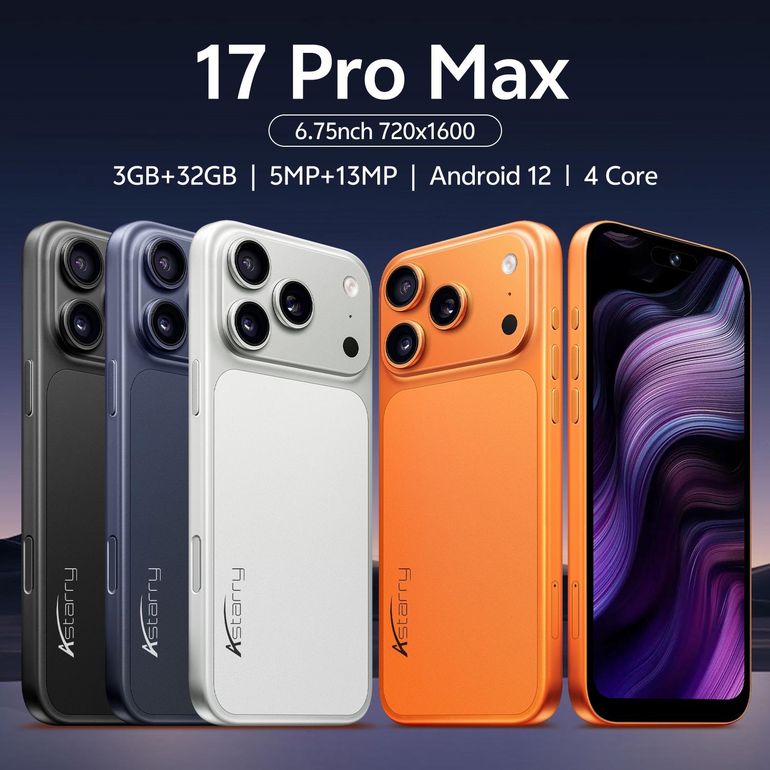 Astarry 17 Pro Max Smartphone, Android Mobile Phone, 6.75-Inch HD Display, 5mp+13mp Camera, 4g Network, GPS, Bluetooth-compatible, 4100mah Battery, Dual Sim, Android 12.0