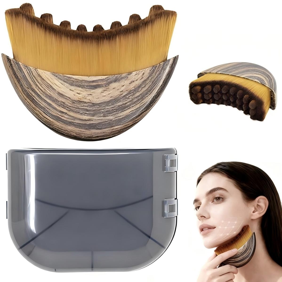 1 Piece Lymph contour facial brush, manual lymphatic drainage massager, natural makeup brush with durable soft bristles, low-allergenic ergonomic facial cleansing brush (for shaping facial contours) Valentine's Day, Mother's Day, Teacher's Day gift