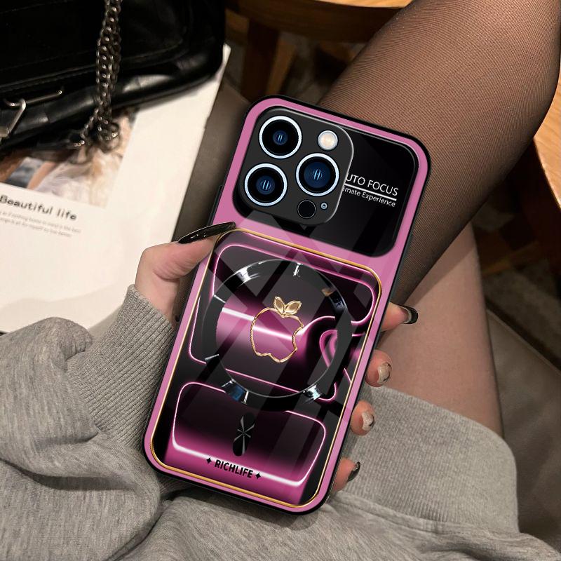 Luxury Neon Glow Neon-Contoured MagSafe Case Edition Premium Tempered Glass Lens Protection for iPhone Samsung Case iPhone 17Pro Max Air 16 15Plus 14 13 12 11 XR XS S26Ultra S25 Phone Case #SummerVibes 985