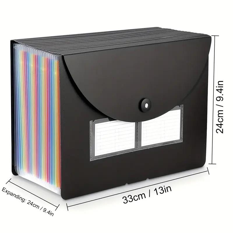 25-Grid Multi-Layer File Organizer, Plastic Expandable Folder, A4 Size Document Holder with Blank Labels, for Files, Bills, Receipts