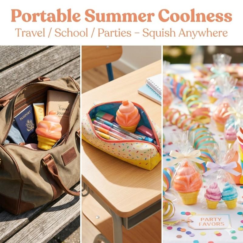 Ice Cream Creative Squeeze Soft Toy, Summer Stress Relief Toy, Cute Slow Rise Ice Cream Sensory Decompression Toy for Kids and Adults