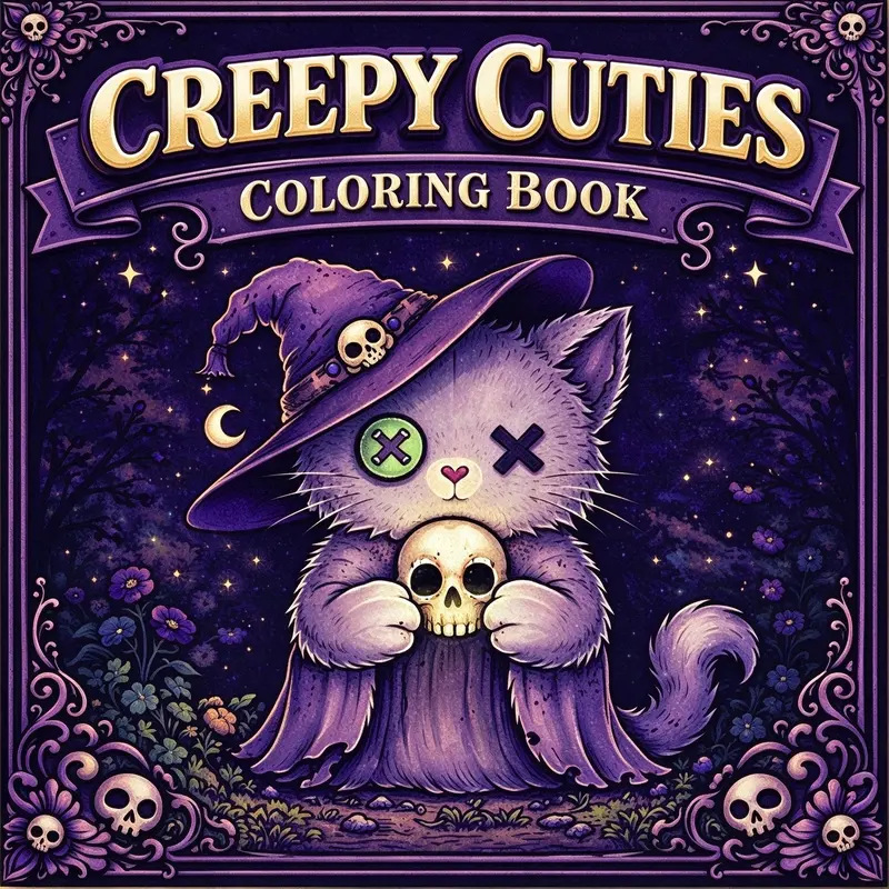 Creepy Cuties Coloring Book, Spooky Kawaii Goth Cute Dark Fantasy ...