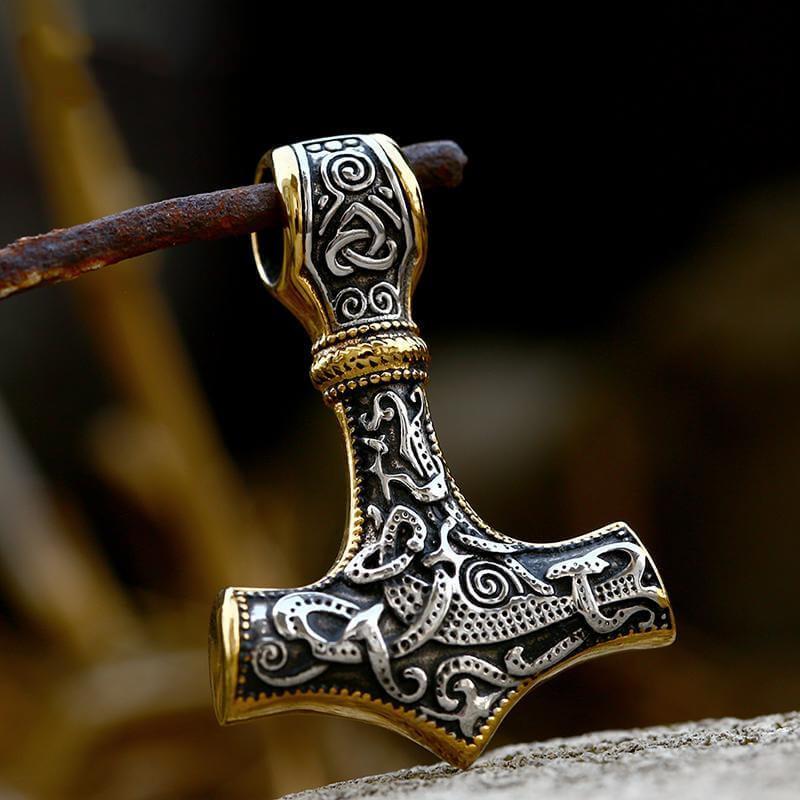 GTHIC Stainless Steel Thor’s Hammer Nordic Viking Celtic Knot Pendant Necklace for Men Women Birthday Gift GTHIC Stainless Steel Thor’s Hammer Nordic Viking Celtic Knot Pendant Necklace for Men Women Birthday Gift