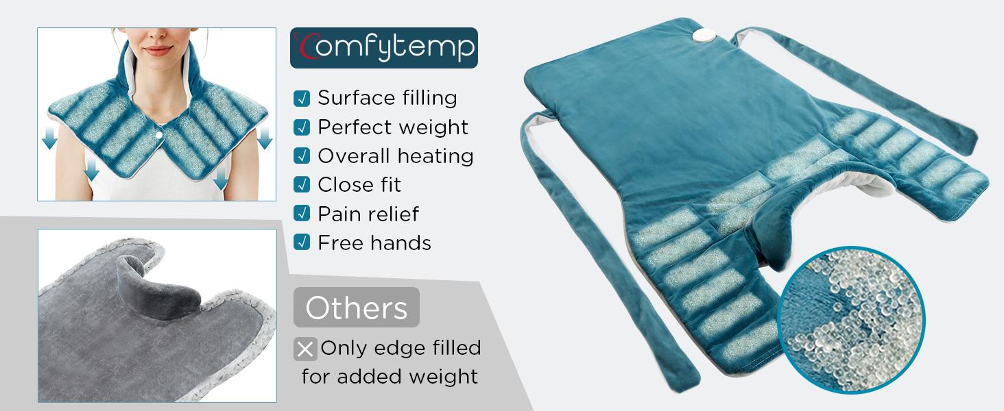 Weighted Heating Pad for Neck and Shoulders, 2.2lb Large Electric Heated Neck Shoulder Wrap - 9 Heat Settings, 11 Auto-Off, Stay on, Backlight