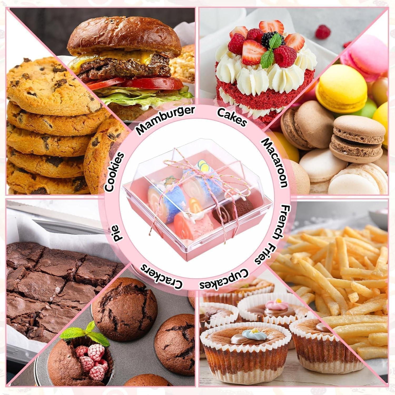 20/50pcs Macaron Sandwich Packaging Box, Meat Paste Dessert Roll Cake Box, Disposable Takeaway Sweet Food Box, Baking Cake Box, Transparent