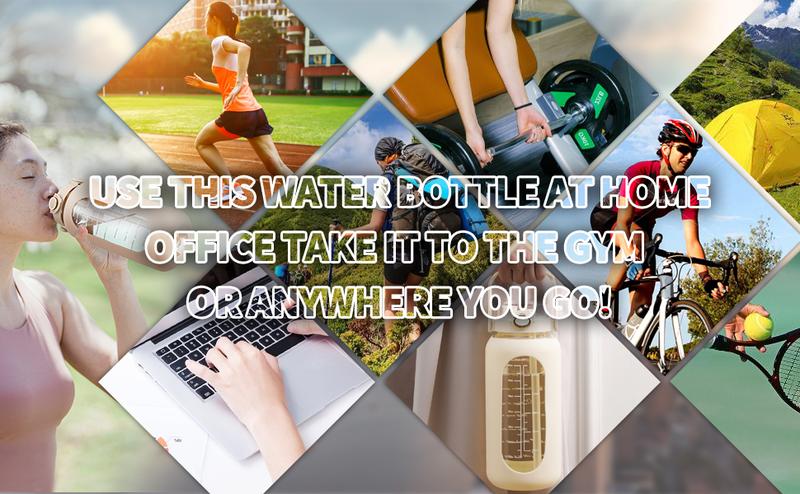 【WINSA】 64oz Glass Water Bolttles with Straw Half Gallon Large Motivational Water Bottle with Time Marker Sports Water Bottles with Silicone Sleeve and Handle Lid Water Jug for Gym Workout Leakproof Bpa Free Bottled Drinkware Cup  Valentine's Day Gift