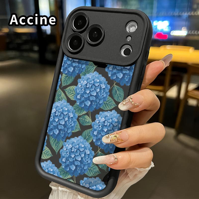 Blue Hydrangea Dream Pattern TPU Phone Case for iPhone 17 Pro Max 16 15 14 Plus 13 12 Mini 11 XR X XS Air E Shockproof Non Slip Military-Grade Protection Silicone Cover Smartphone Casing