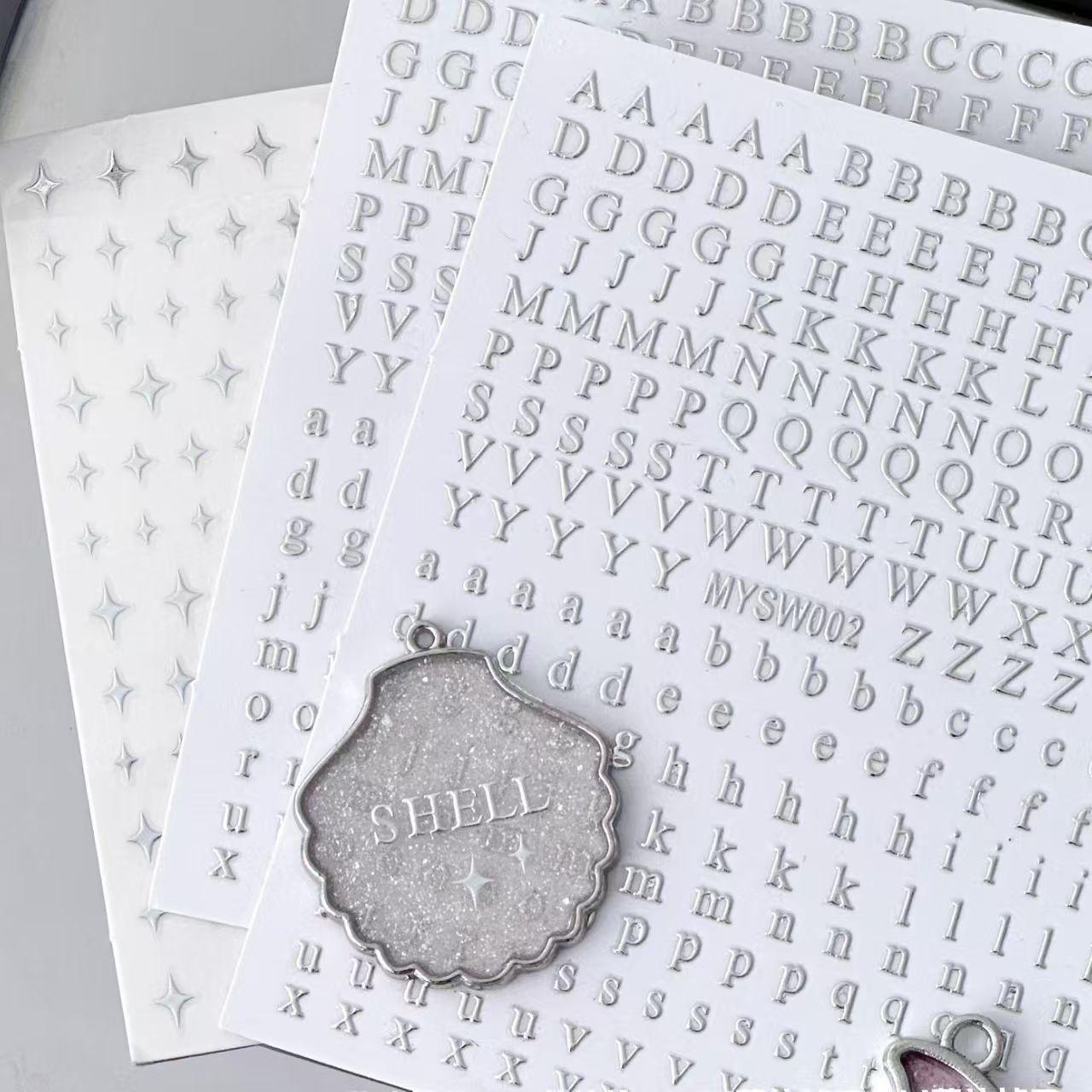 1/3pcs Silver Letters Star Stickers Y2K Kpop Toploader Deco Journaling Stickers Aesthetic Korean Stationery Art Decals for Phone