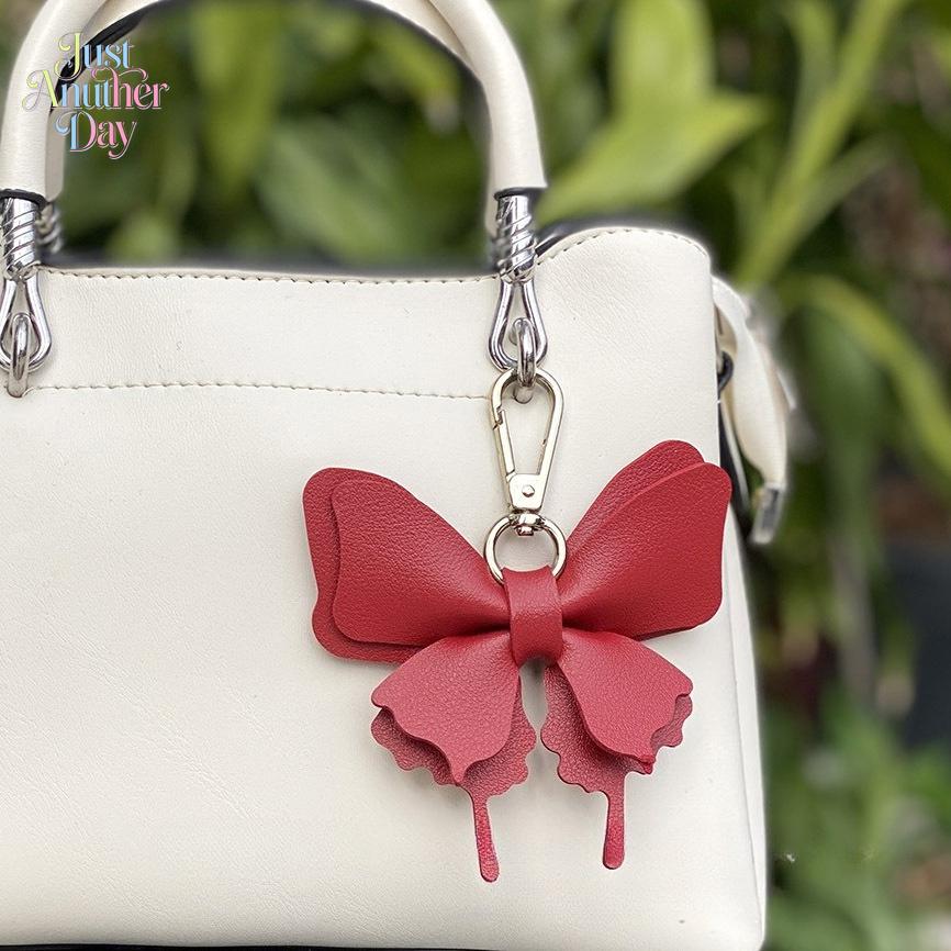 Layered Butterfly PU Leather Bag Charm, Colorful Butterfly Pendant with Detachable Metal Clasp, Cute All-Match Accessory for Handbags, Backpacks & Purses