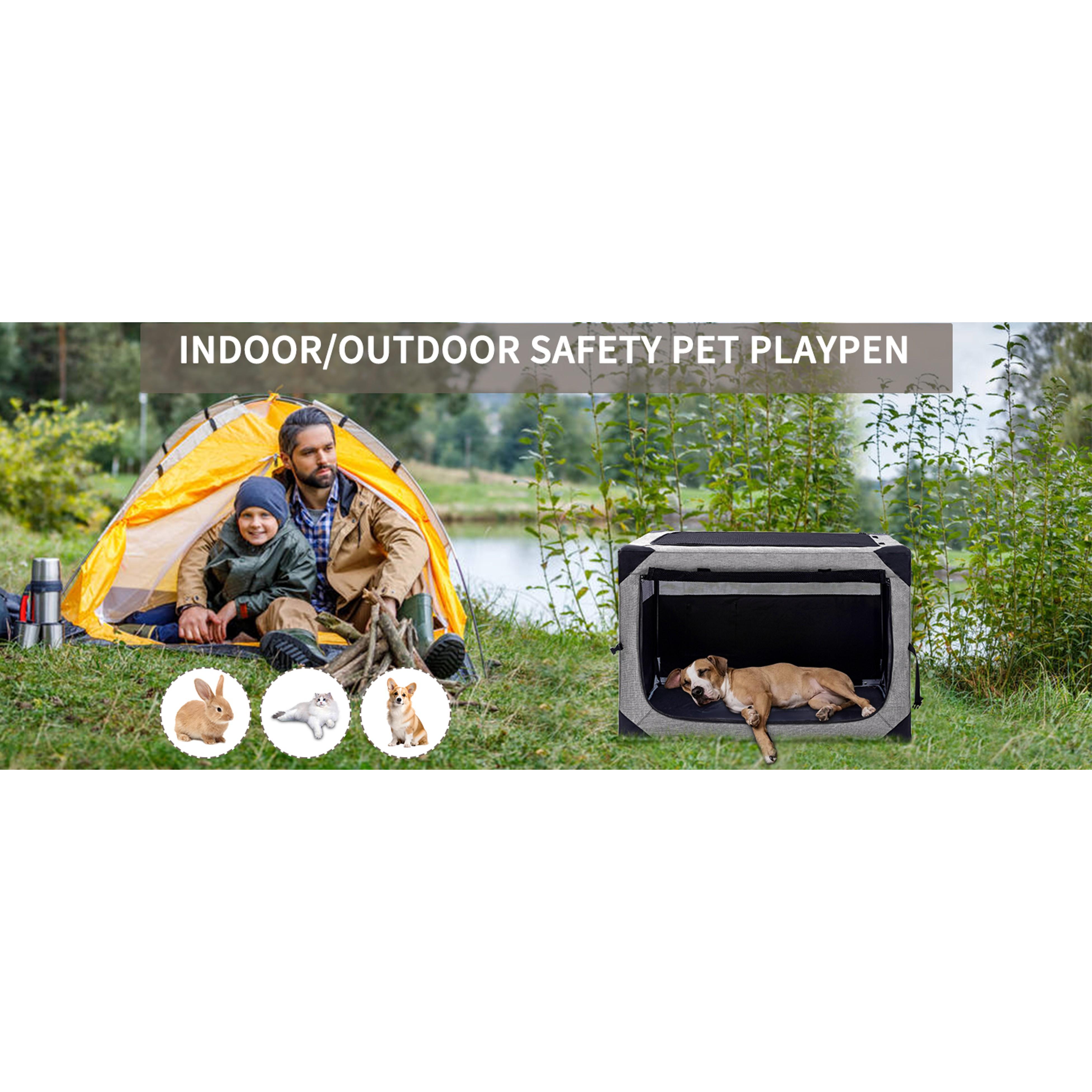 36-Inch Foldable Soft Dog Crate with Foldable Frame - 3-Door Collapsible Durable 620D Oxford Cloth Kennel for Large Dogs, Portable Indoor/Traveling Anti-Chewing Pet Cage with 360° Visibility Mesh Window, Double Handle, Easy-Clean Design 36-Inch Foldable Soft Dog Crate with Foldable Frame - 3-Door Collapsible Durable 620D Oxford Cloth Kennel for Large Dogs, Portable Indoor/Traveling Anti-Chewing Pet Cage with 360° Visibility Mesh Window, Double Handle, Easy-Clean Design