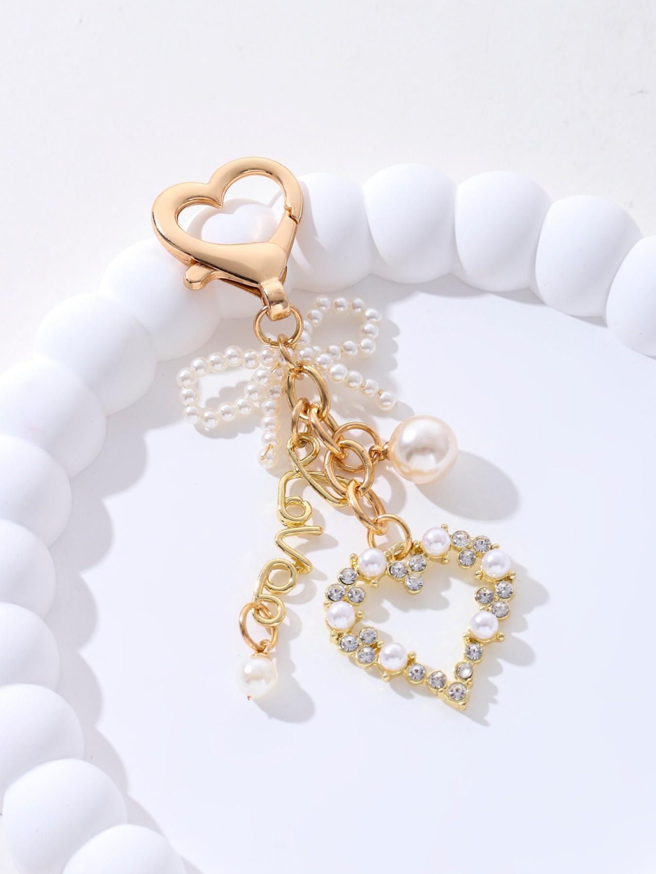 Pearly Butterfly Heart Love Keychain, Romantic Wedding Gift, Sweet and Gentle Style, Car Bag Pendant, Memorial Souvenir