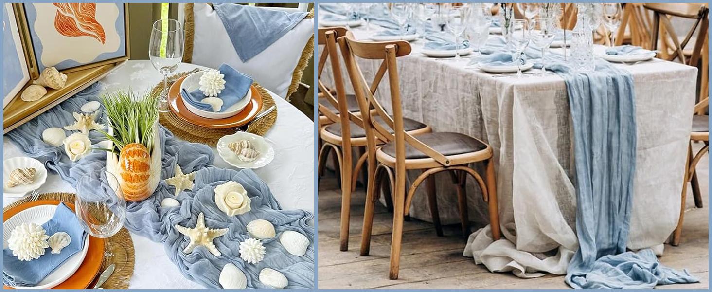 6 Pack Light Pink Cheesecloth Table Runner 23x120 inch Rustic Boho Gauze Table Runner 10 FT Long Sheer Cheese Cloth Fabric Table Runners for Romantic Wedding Bridal Shower Birthday Party Decor