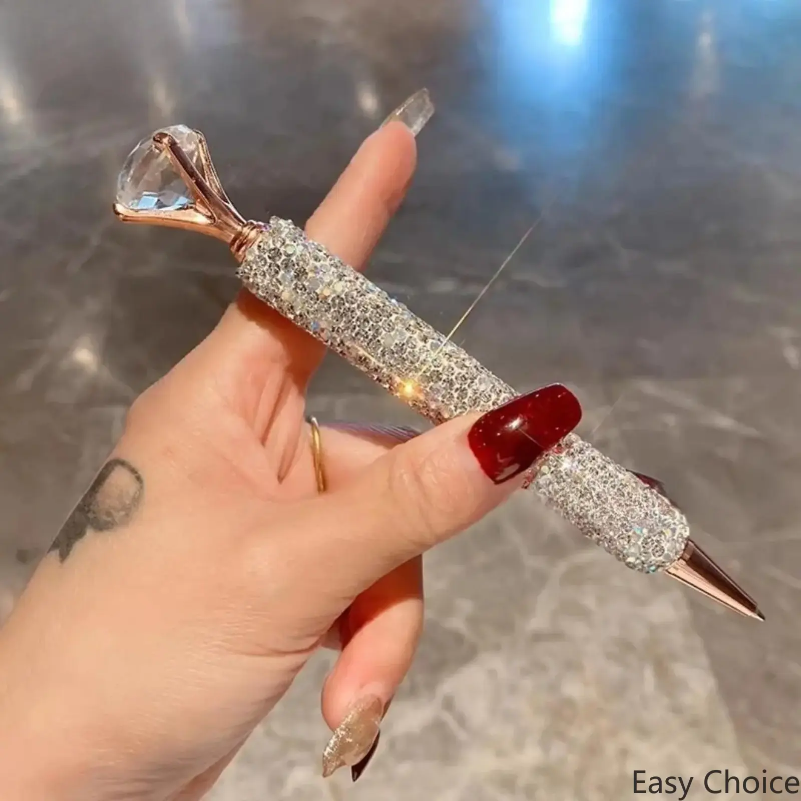 Luxury Rhinestone Ballpoint Pen, Glam Sparkly Crystal Fashion Signing Pen, Elegant Smooth Writing Office Stationery, Thoughtful Birthday Graduation Gift for Coworkers, Stylish Indoor Leisure Desk Accessory