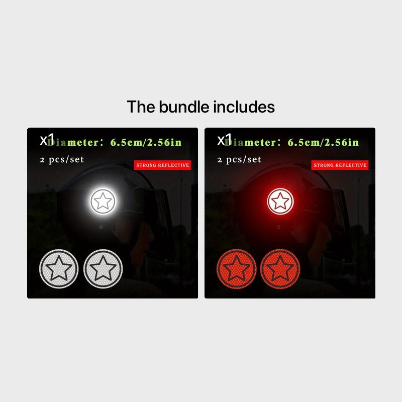 2-Pack Reflective Stickers for Motorcycle Helmets and Cars, Round and Star Pattern Reflective Warning Stickers for Safety