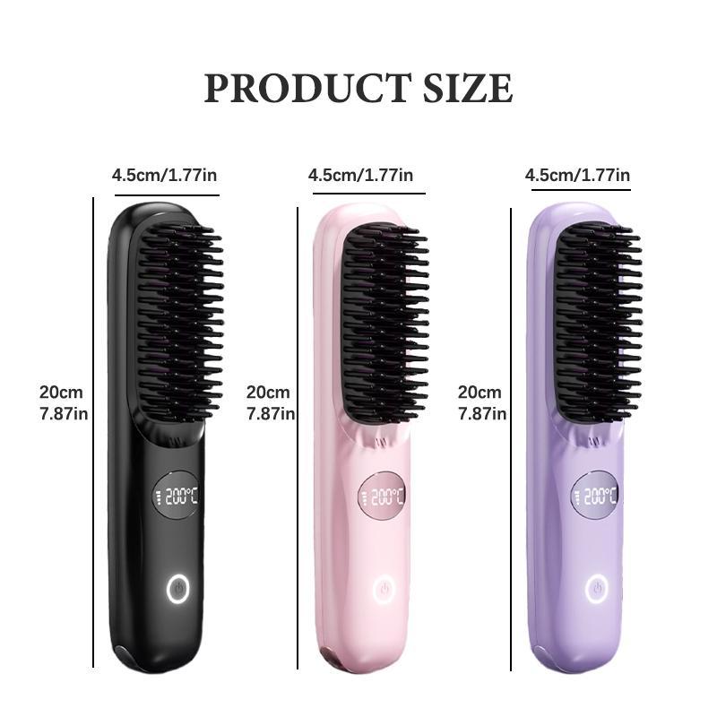Cordless Hair Straightener Brush Set - 3 Temp Settings | 2000mAh*2  Batteries | Negative Ion Technology | USB Rechargeable | Fast & Auto Shut-Off | Travel-Friendly Gift