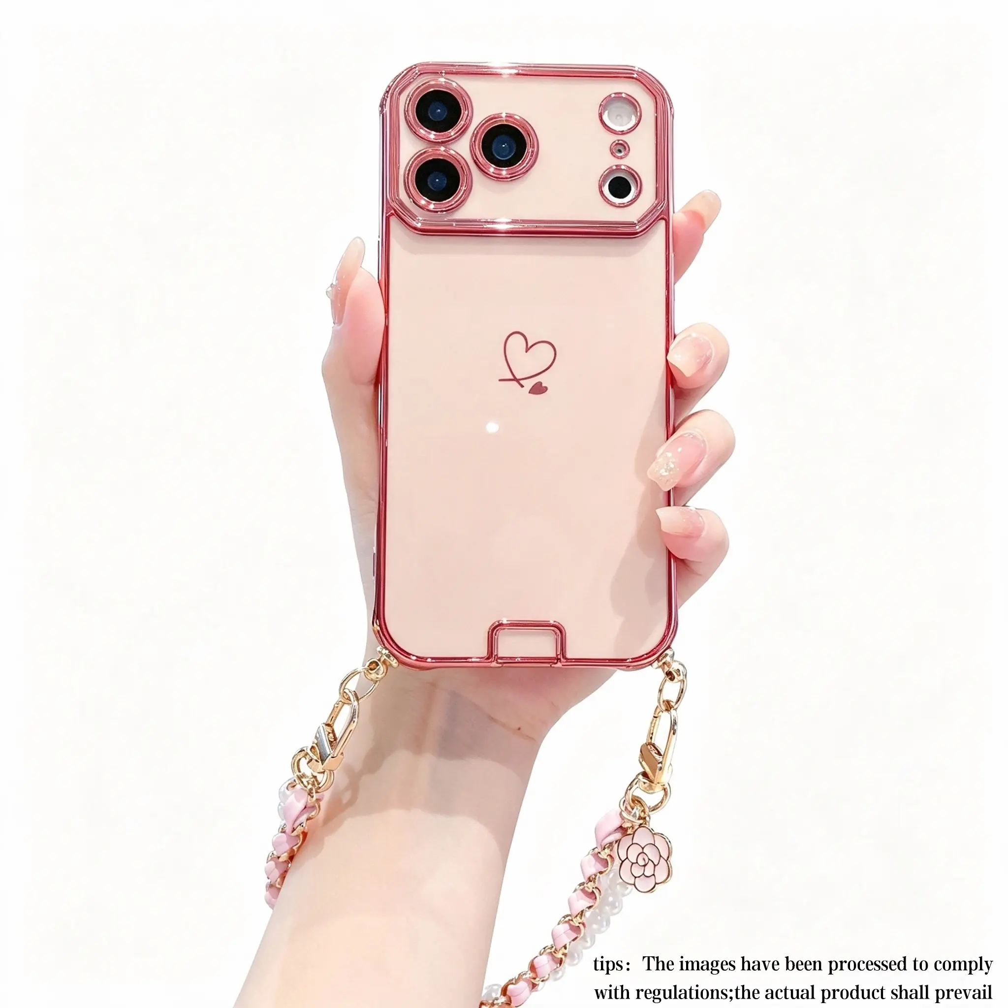 Full Body Shockproof Durable Phone Case for Women Short Pearl & Metal Bracelet Flower Charm Premium Protective Cover Compatible with iPhone 13 14 15 16 17 Pro Max