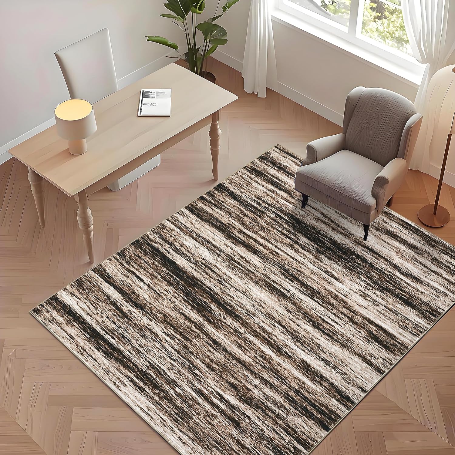 Modern Abstract Striped Runner Rug Washable Kitchen Runner Rug Stain Resistant with Non-Slip Backing Easy to Clean Floor Cover for Living Room Bedroom Hallway Laundry