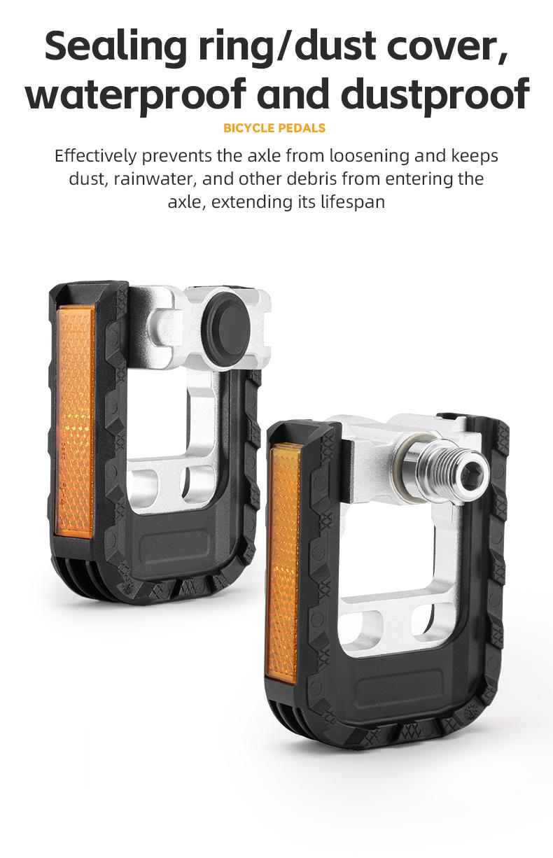 ROCKBROS Folding Bike Pedals Aluminum Alloy Foldable Bicycle Pedals 9/16 Inch Lightweight with Reflective Strips&Non Slip for Folding Bike, Electric Bike