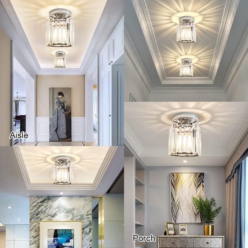 Crystal Chandelier, Mini Crystal Pendant Light, Modern Ceiling Lamp, E27 Base, /gold/silver Color, Indoor Decorative Light, Home Decor Lighting, for Hallway, Kitchen, Dining Room, Corridor