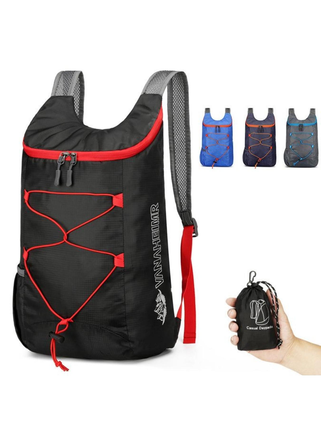 Large Capacity Mountain Bike Riding Backpack, Multifunctional Foldable Storage Bag, Lightweight Waterproof Polyester Sports Shoulder Bag, Hiking Camping Outdoor Travel Backpack, Perfect Gift