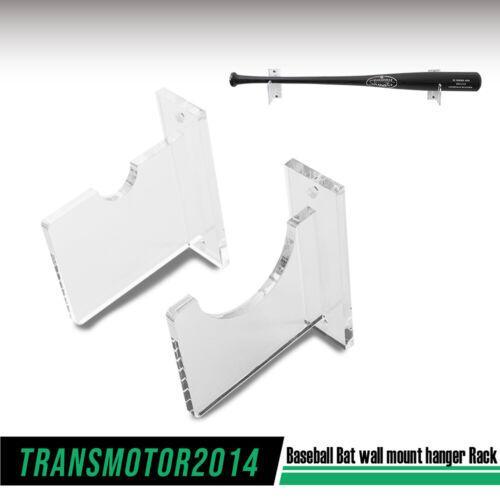 CROSSDESIGN 2PCS Baseball Bat Wall Mount Hanger Rack Display Rack Holder Clear Acrylic Stand，Baseball Bat Bracket