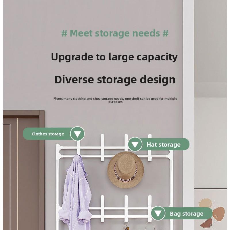 5-Tier Durable Rectangle Metal Fabric Shoe Rack Organizer - Hangable Vertical Rack with Movable Hooks, Stackable Single Unit for Entrance Hall, Balcony, Closet Storage, House Organizers