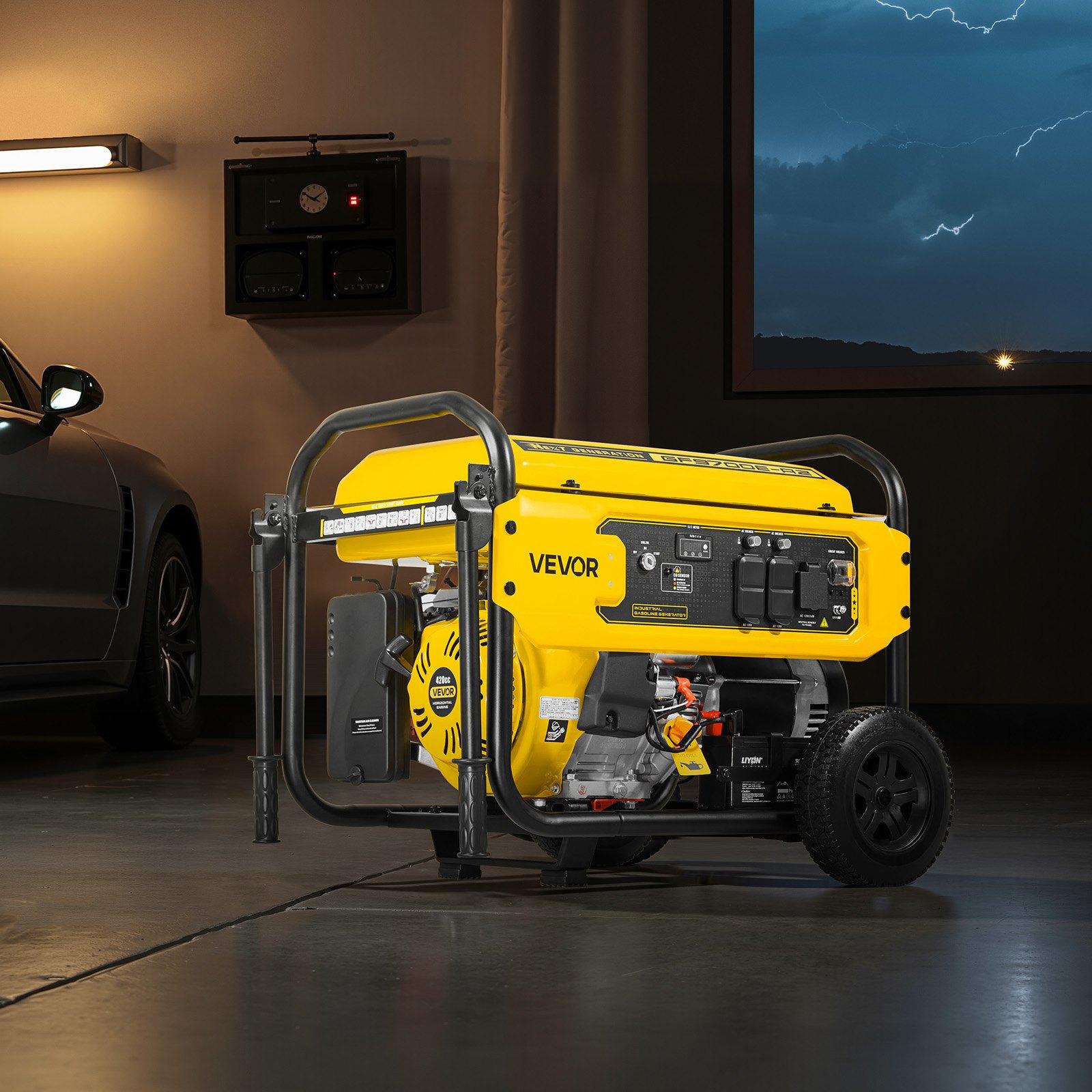 【Summerfinds】VEVOR Portable Generator, 9625W Peak Watt Home Generator, Backup Generators for Home with Foldable Handle, Electric Start, Gas Powered, CO Sensor, RV & Emergency Ready 30A & 20A Outlets, AVR