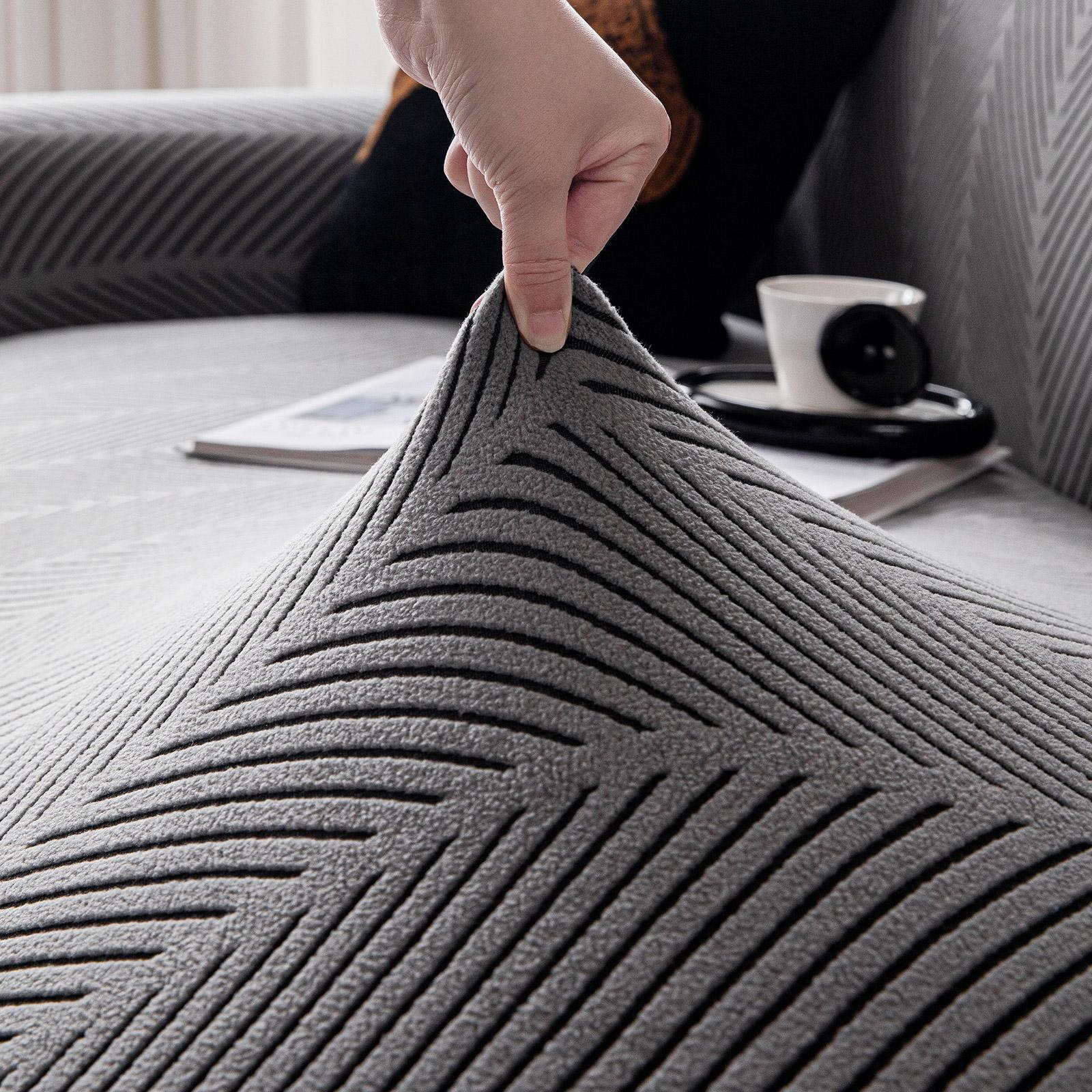 Fishbone Pattern Sofa Cover, 1pc New All-Season Elastic Full Wrap Sofa Protector, Anti-Slip Cat Scratch Resistant Three-Seater Couch Pad, Elastic Sofa Slipcover, Stretch Sofa Cover