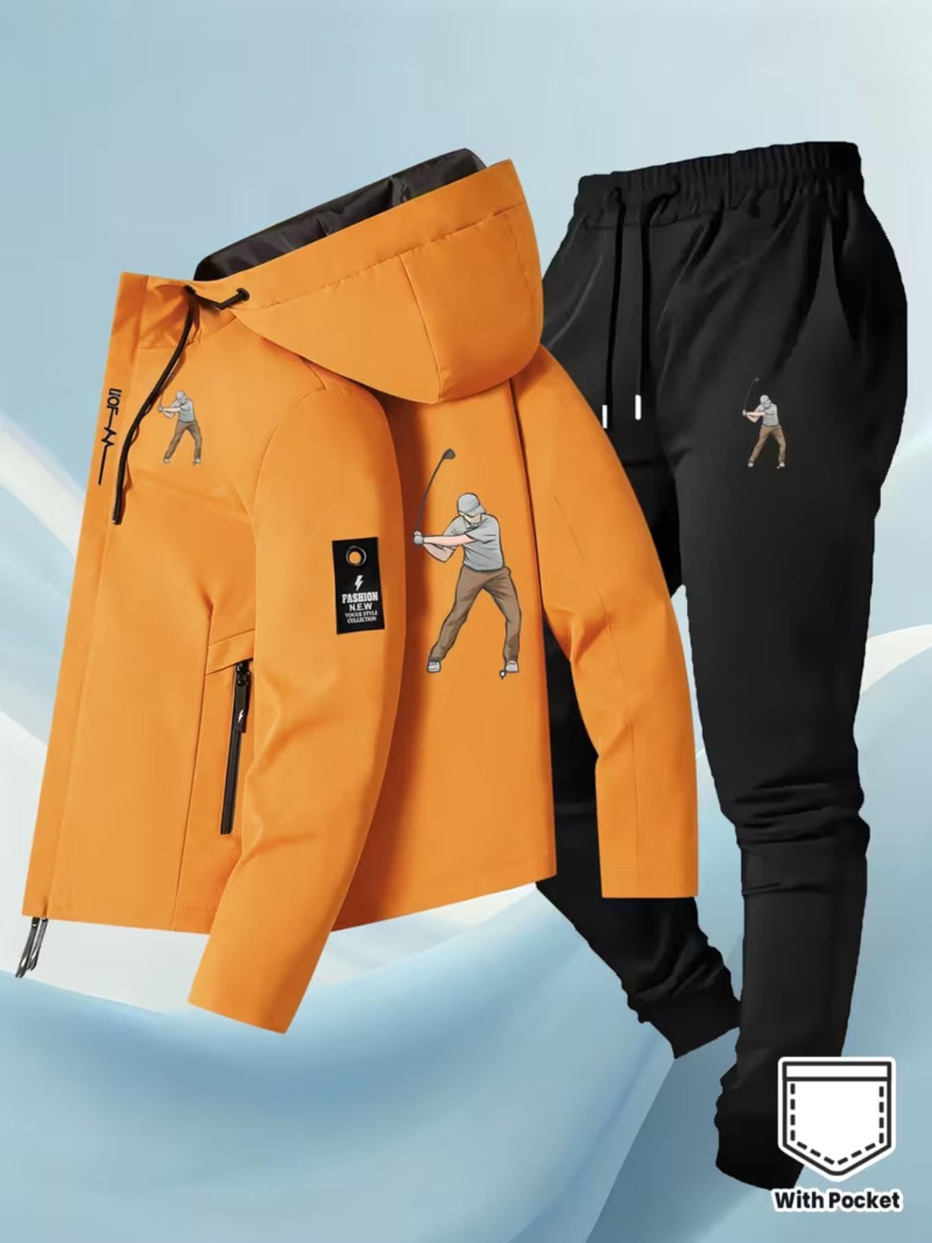 Men's Casual Outdoor Jacket Set, Comfortable Camping Hiking Fitness Daily Commute Breathable Durable Mountain Wear