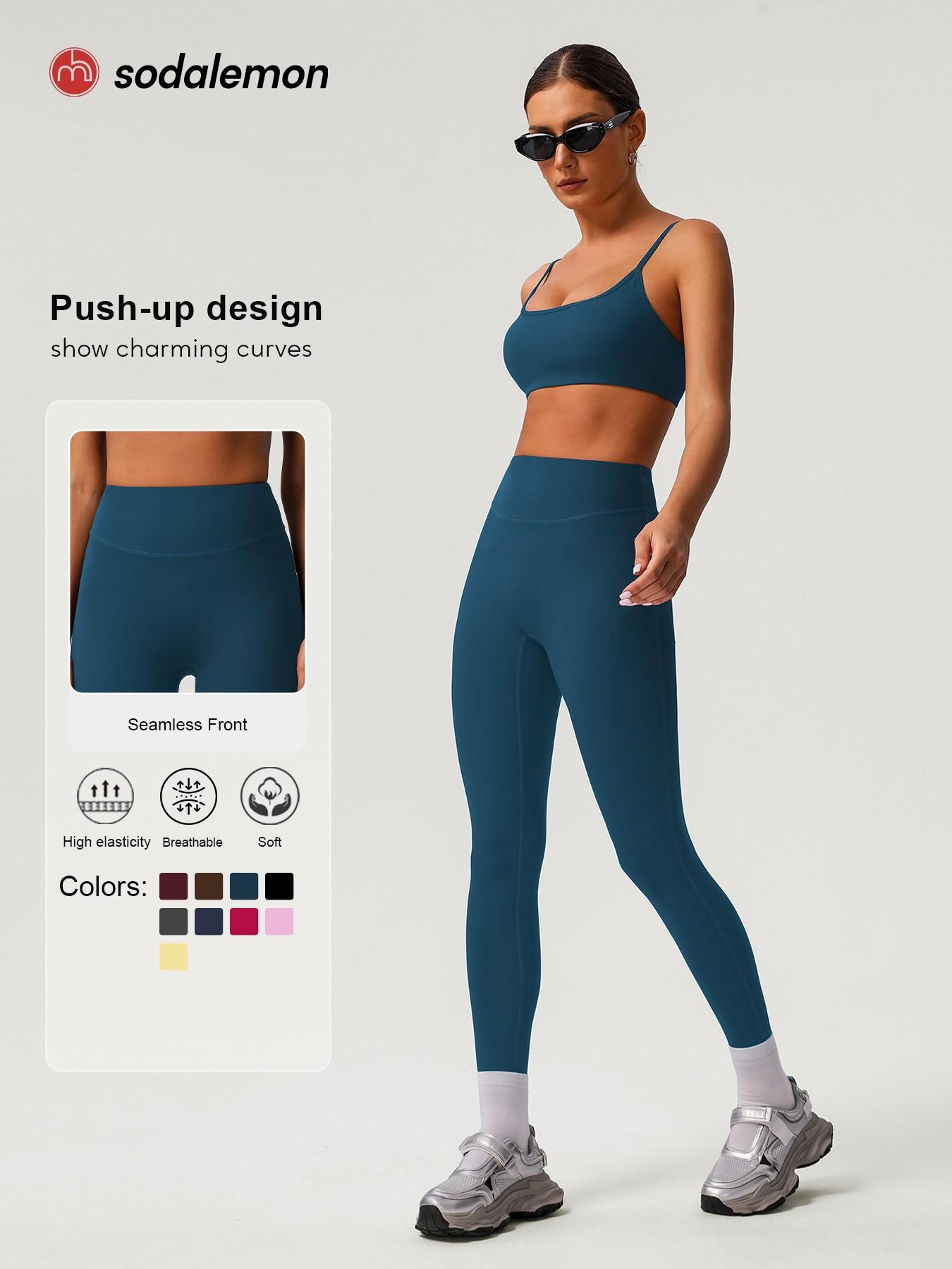 Two-piece Set Women's Solid Racer Back Crop Sports Bra & High Waist Leggings, Yoga Bottoms, Tracksuit Set, Quick Drying Breathable Comfortable for Yoga Gym, Workout Running Clothes, Ladies Sportswear for All Seasons, Workout Sets Women