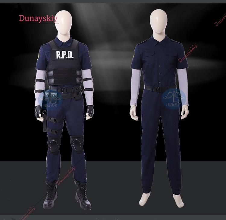 aBc01Cosplay RE2 Leon Costume Games Halloween Costumes Leon Scott Kennedy Costume Vest Coat Tops Pant Adults Disguise Outfit