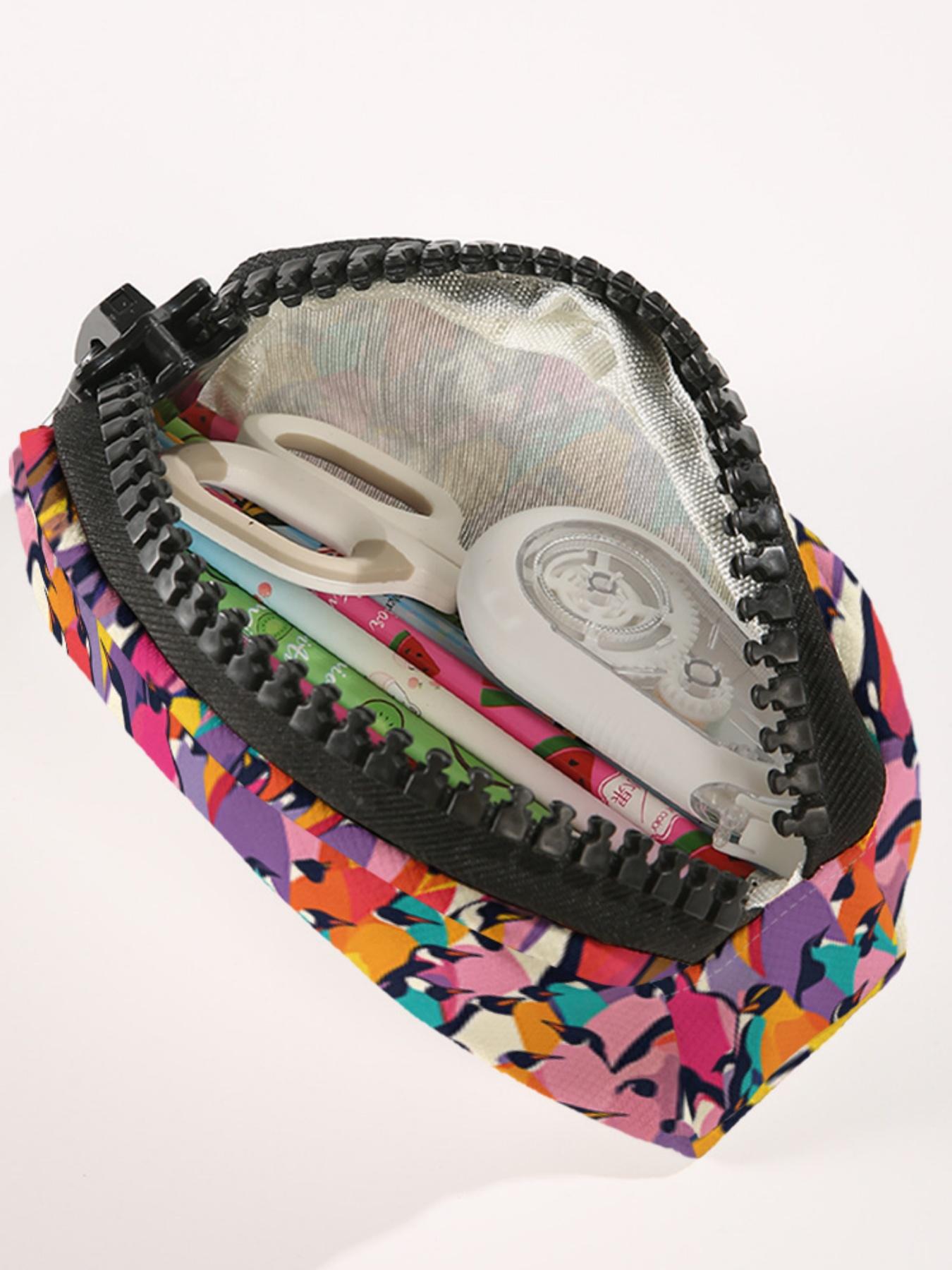 1 piece of colorful penguin pattern 2D printed large zipper pencil case, storage bag, spacious zipper makeup bag school supplies and stationery, durable polyester