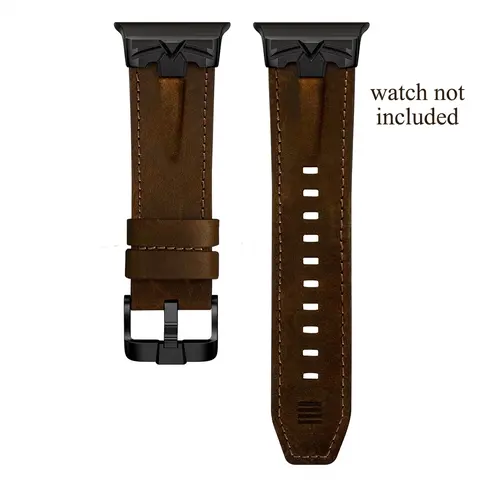 Leather Band Compatible for Apple Watch Ultra 3/2 Band 49mm 46mm 45mm 44mm, Genuine Leather Matel Replacement Strap for iWatch Ultra 3 2 1 Series 11 10 9 8 7 6 5 4 SE 3 2 1 Smartwatch Accessories (Band Only)