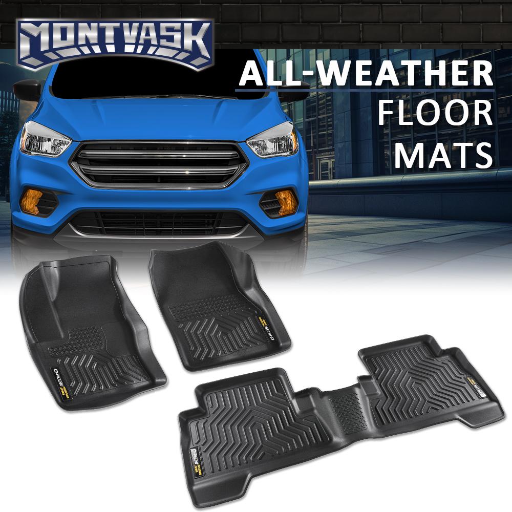 CROSSDESIGN TPE Car Floor Mats Waterpoof Fit For 2013-2019 Ford Escape 13-18 Ford C-Max All Weather TPE LinersFord C - Max, Front & 2nd Row Liner Black, 3 pc