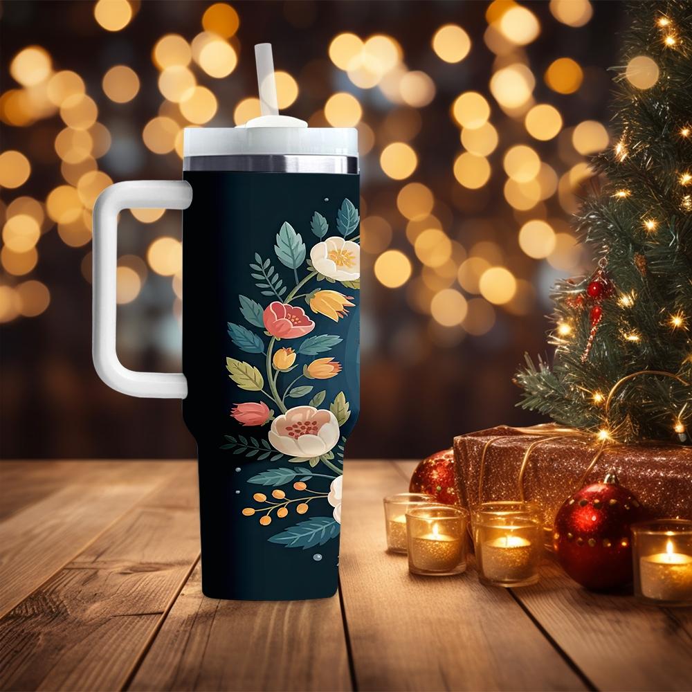 1pc Christmas water bottle, cartoon snowman, portable insulated stainless steel straw cup with handle, car mug, outdoor mug, travel mug, cup - Christmas, Valentine's Day, Mother's Day gift, back-to-school gift (straw inside the cup).