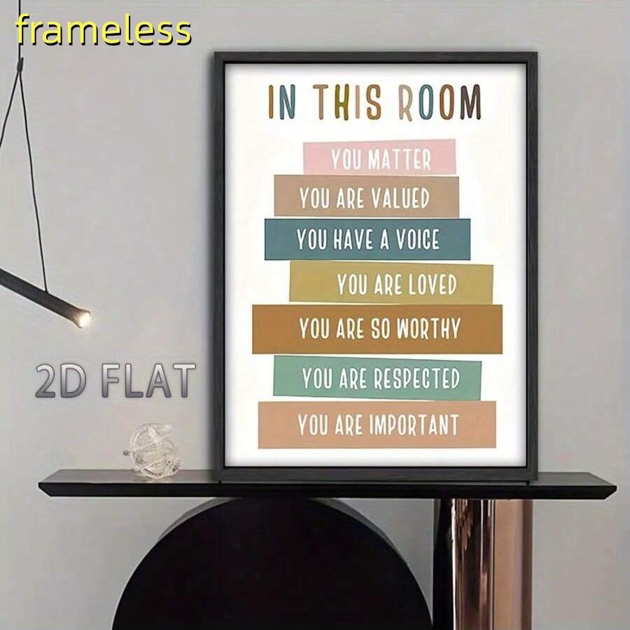 1 color logo encouraging and inspiring canvas poster, simple home decoration 2D flat printing frameless painting