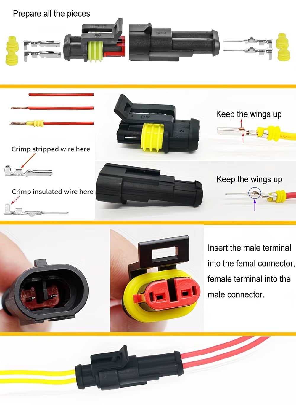 Car Waterproof Connector Set, 352-Piece 1/2/3/4-Hole Terminal Plug Kit, Waterproof Wire Connectors for Car, Motorcycle, Truck and Boat, Quick Connector