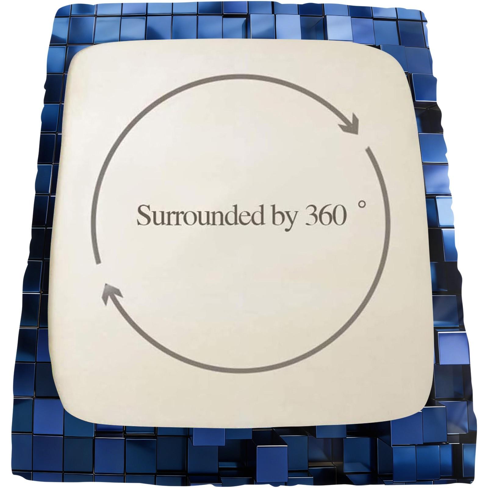 Deep Sea Neon Cube 3D Visual Fitted Sheet Set & 2 Pillowcases No Core, Blue Metallic or Glass Reflective Textures Square Matrix Blocks Design, Soft Wrinkle-Resistant, Futuristic Bedroom Decor, Gift Choice