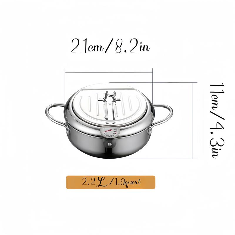 Stainless Steel Deep Frying Pan with Lid, 1 Count Non-stick Deep Fryer with Oil Drip Filter Rack for Fried Chicken Stainless Steel Deep Frying Pan with Lid, 1 Count Non-stick Deep Fryer with Oil Drip Filter Rack for Fried Chicken