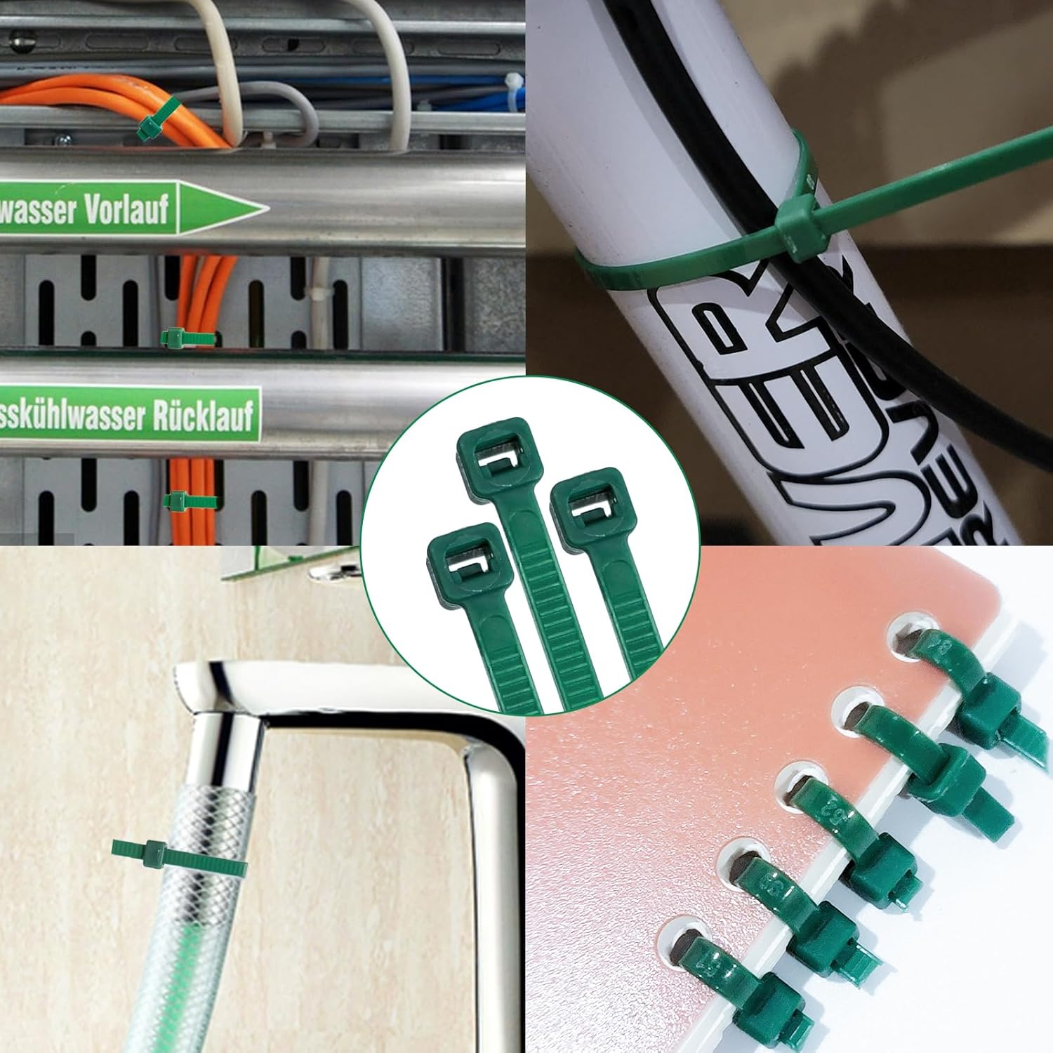 Zip Ties Assorted Sizes 4+6+8+10+12-Inch,600PCS Green Zip Ties,Multi-Purpose Self-Locking Nylon  Tie,Wire Tie  for ,Garden Trellis,Office,Garage and Workshop.