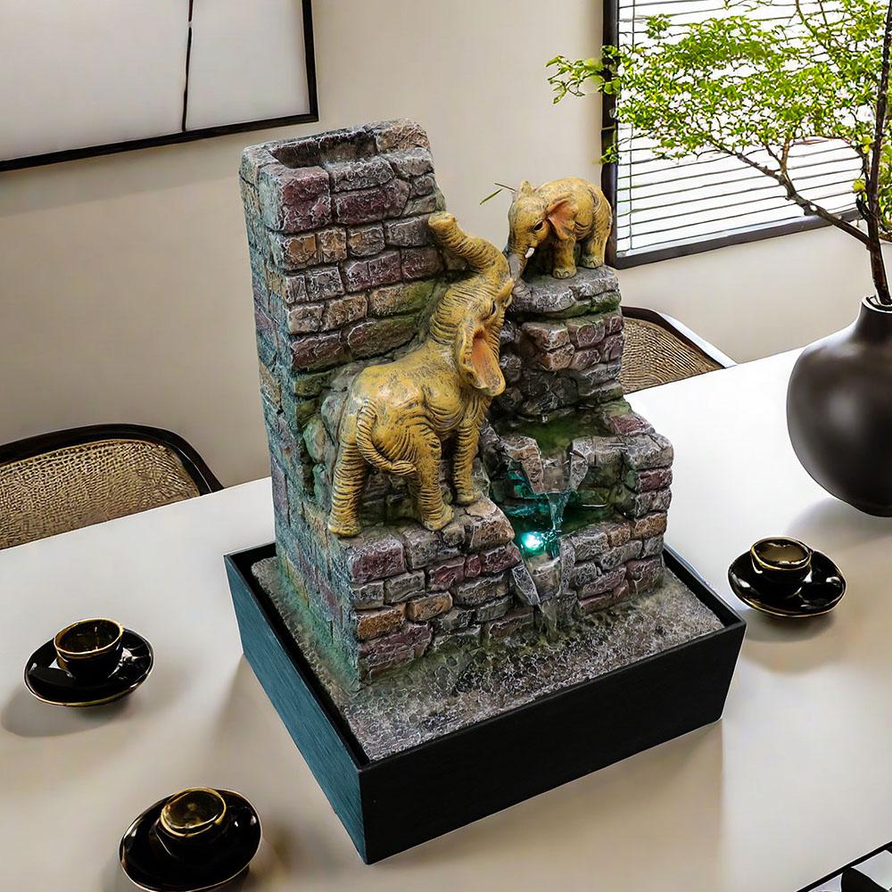 Elephant Tabletop Water Fountain | Quiet Pump | Promotes Focus, Stress Relief, Creativity,promote sleep | Reminder to Pause | Home or Desk Decor Rock mannequin head