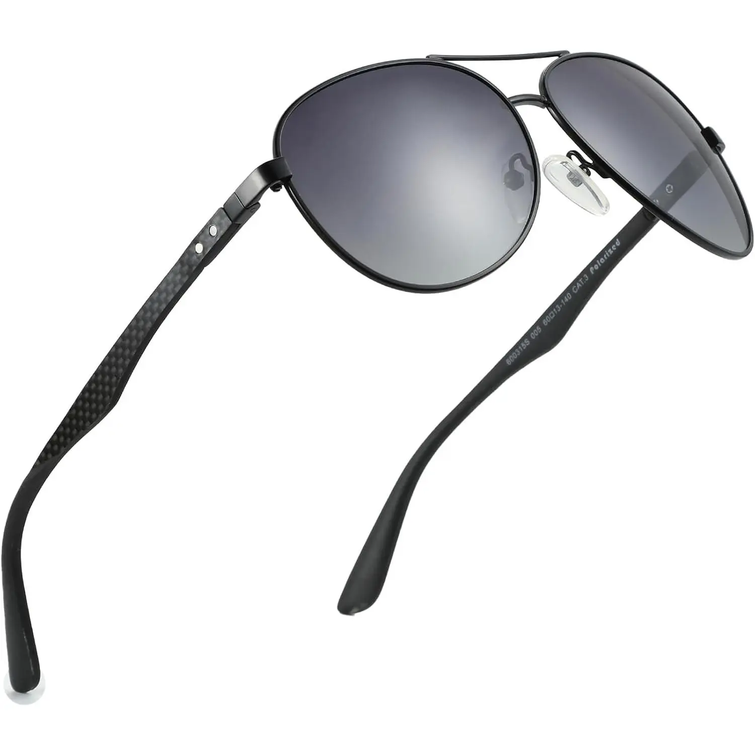 Polarized Aviator Sunglasses for Men with Carbon Fiber Temples, Mirrored Lenses, and UV ProtectionGift