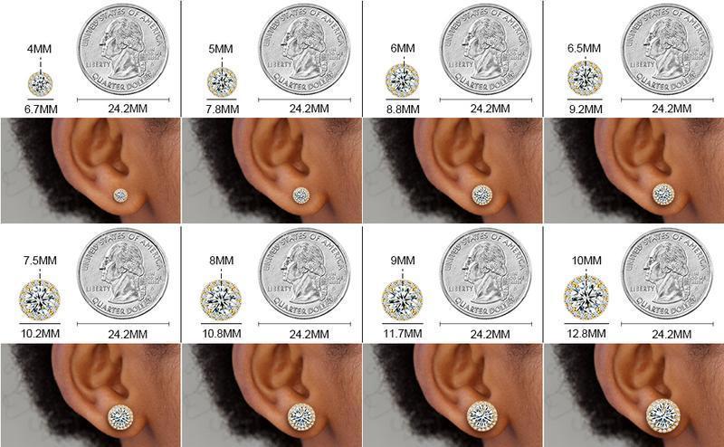 Delzzad 18k Gold-Plated Iced Out Halo Stud Earrings D Color VVS Synthetic Moissanite Stud Earrings Jewelry S925 Studs Perfect Birthday Mother’s Day Christmas Gift for Men Women Wedding Set