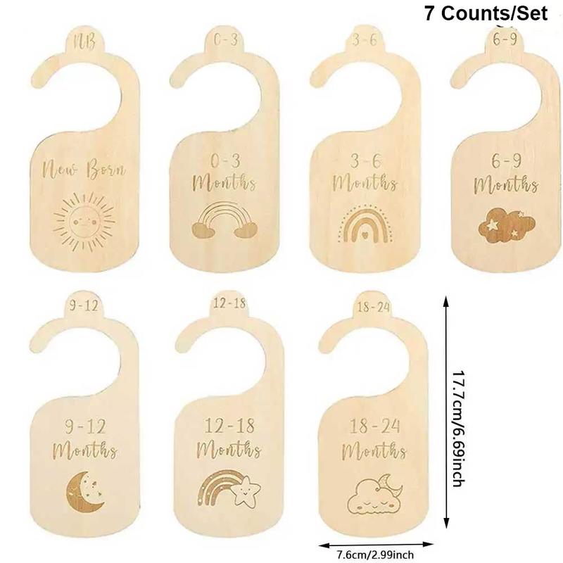 Wooden Hanger Divider, 7 Counts/set Hanger Size Marker, Hanger Size Identifier, Clothes Hanger Size Divider for Home Bedroom Wardrobe, Clothes Hanger Organizers