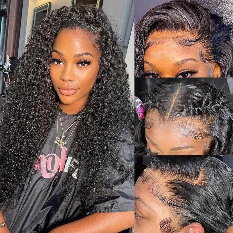 Bling Hair Kinky Curly 13x6 13x4 Lace Front Wigs Human Hair 180% Density Curly Human Hair Wig for Women Natural Black HD Transparent Lace Frontal Wigs Human Hair Pre Plucked with Baby Hair
