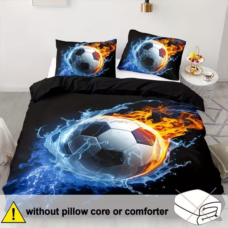 3pcs Colorful Football Pattern Bedding Set, Clear Digital Print, Suitable for Bedroom and Guest Room, Available in Various Sizes