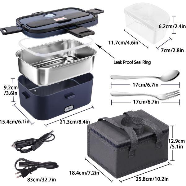 Nifogo Black Friday Electric Lunch Box Portable Food Heater for Adults 110V/12V/24V 1.8L 304 Stainless Steel with Fork Spoon & Bag Tableware Classic Black Nifogo Black Friday Electric Lunch Box Portable Food Heater for Adults 110V/12V/24V 1.8L 304 Stainless Steel with Fork Spoon & Bag Tableware Classic Black