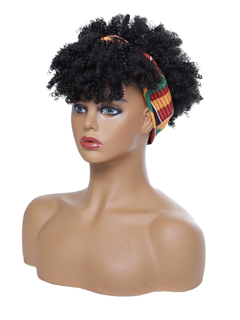 6 Inch Short Kinky Coily Headband Wigs for Women, Gorgeous Fluffy Wigs with Headband, Natural Fluffy Synthetic Wigs for Party, Daily Use, Synthetic Curly Wigs