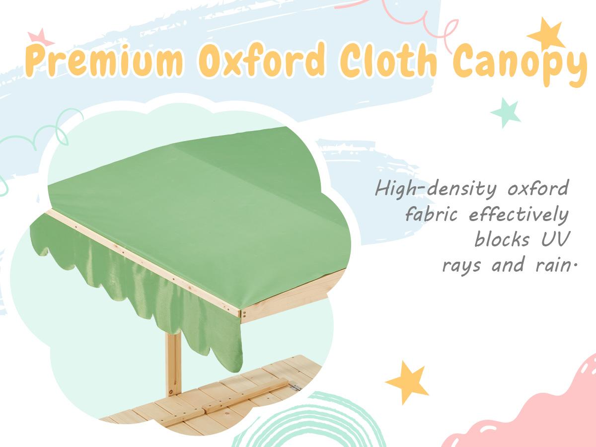 Sandbox with Lid, Kids Sandbox with Cover and Height Adjustable Roof, Outdoor Sandbox with Foldable Bench Seats and Sand Protection Liner for Aged 3-8, Perfect for Backyard Fun , Beach, Lawn Wooden Playtime